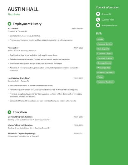 Pizza Baker Resume