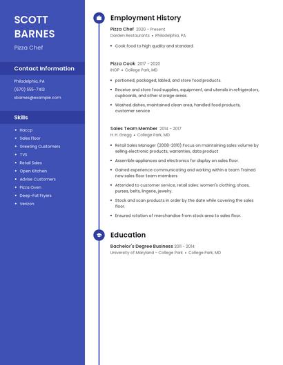 Pizza Chef Resume