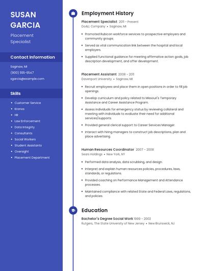 Placement Specialist Resume