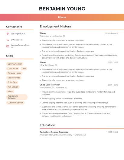 Placer Resume