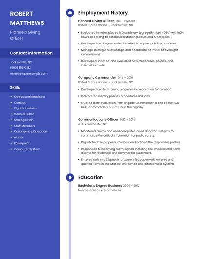 Planned Giving Officer Resume