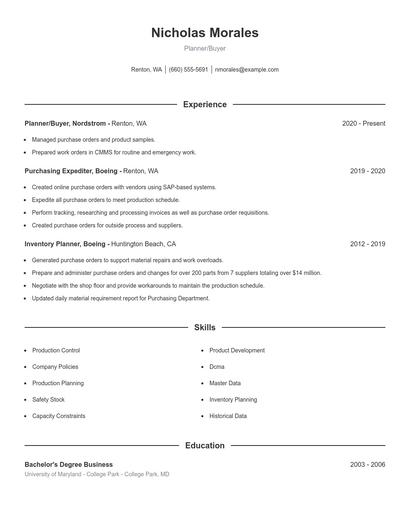 Resume example 1