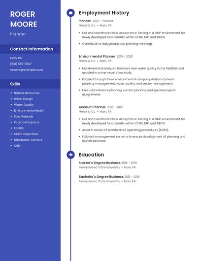 Planner Resume