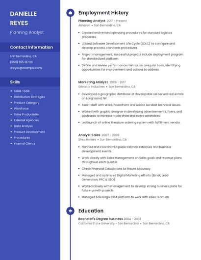 Planning Analyst Resume