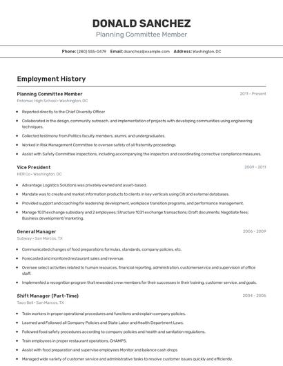 Resume example 2