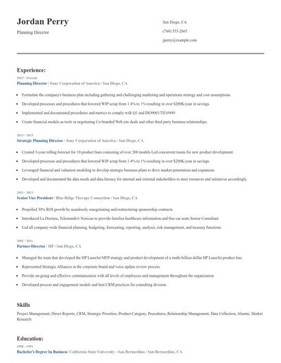 Planning Director Resume