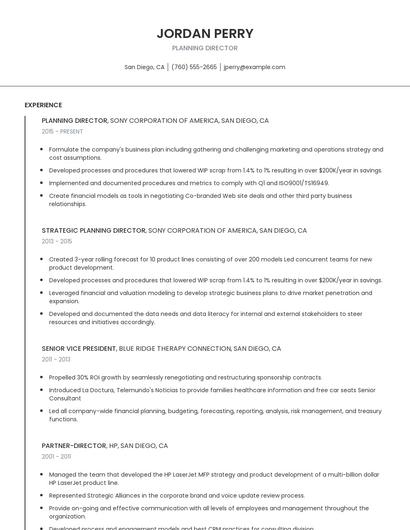 Planning Director Resume