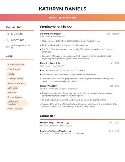 Planning Technician Resume