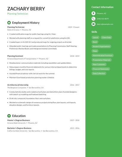 Planning Technician Resume