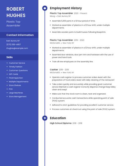 Plastic Top Assembler Resume