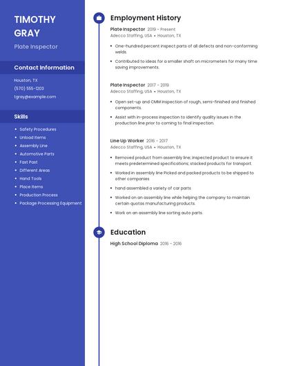 Plate Inspector Resume