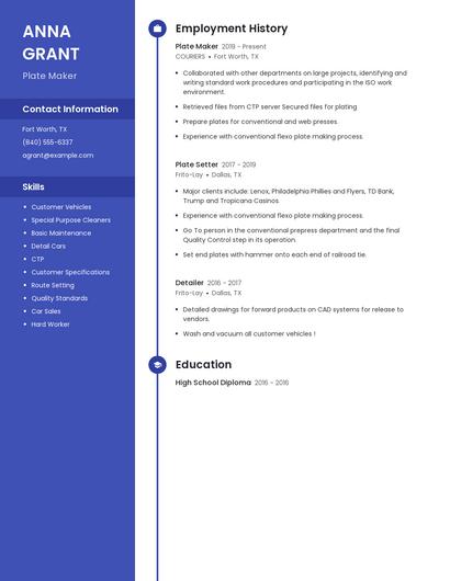 Plate Maker Resume