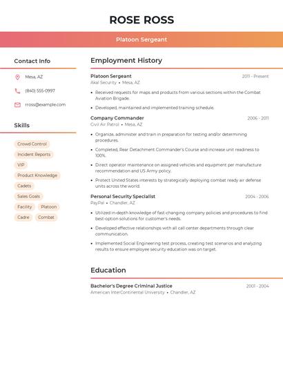 Platoon Sergeant Resume