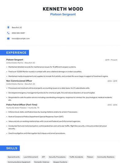 Platoon Sergeant Resume