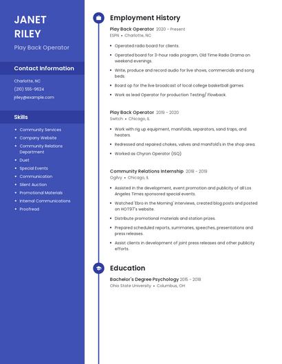 Play Back Operator Resume
