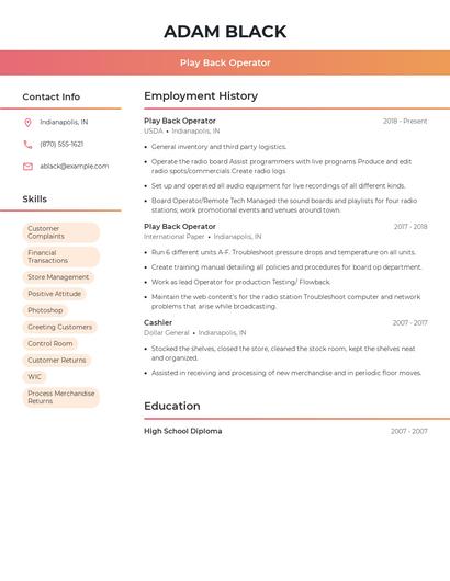 Play Back Operator Resume