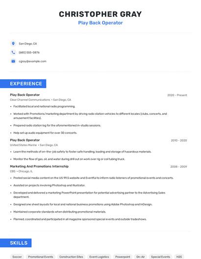 Play Back Operator Resume