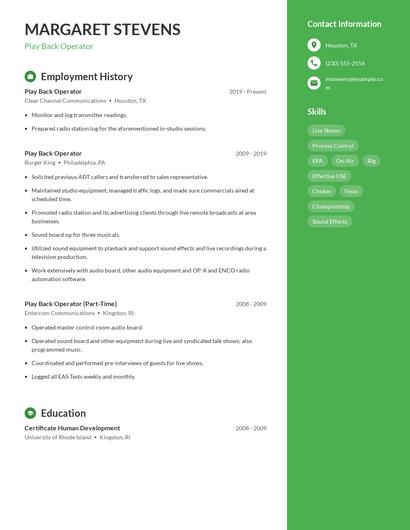 Play Back Operator Resume