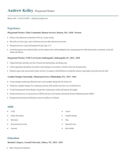 Playground Worker Resume