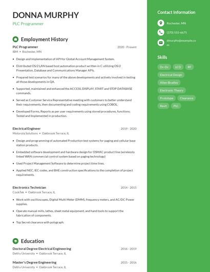PLC Programmer Resume