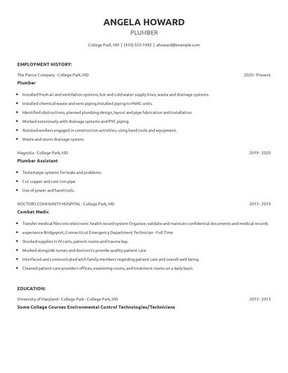 Plumber Resume