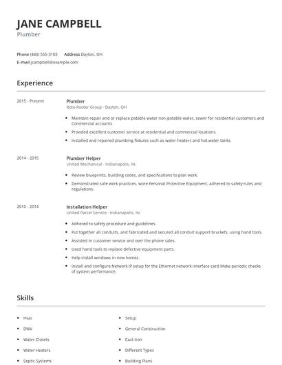 Plumber Resume