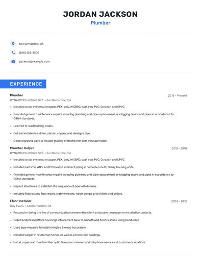 Plumber Resume