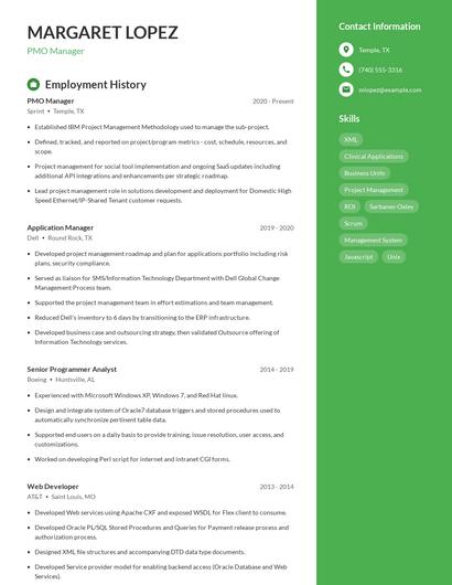 PMO Manager Resume