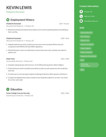 Podiatrist Assistant Resume