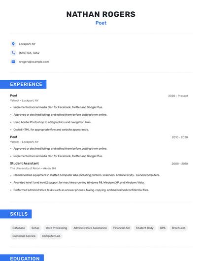 Poet Resume