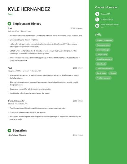 Poet Resume