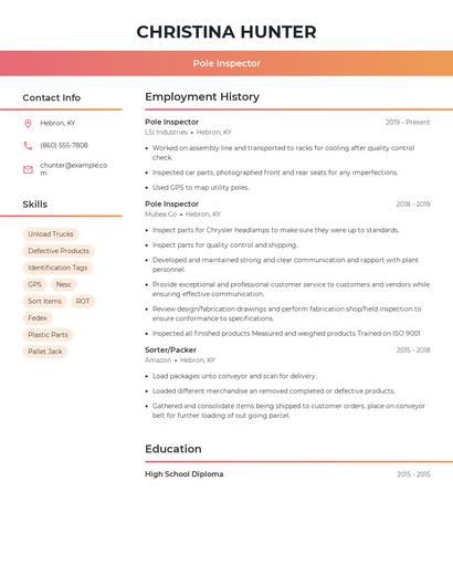 Pole Inspector Resume