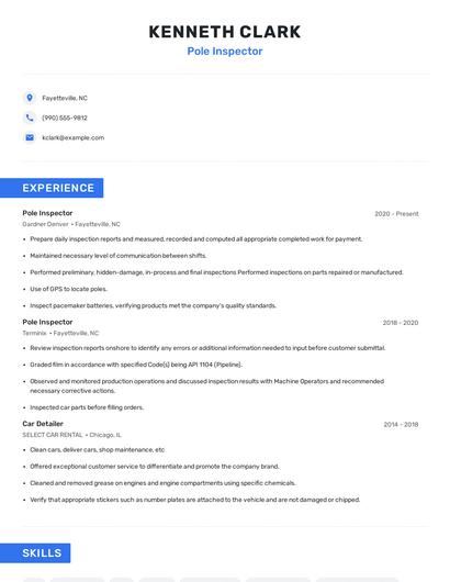 Pole Inspector Resume