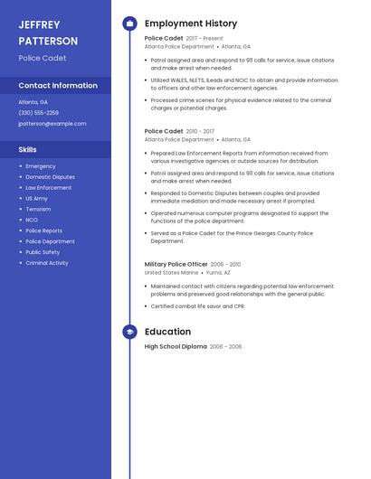 Police Cadet Resume