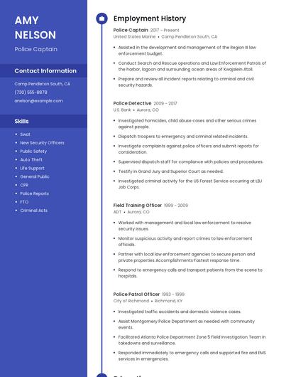 Police Captain Resume