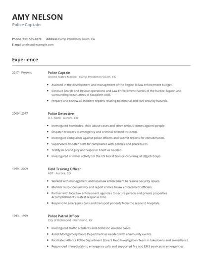 Police Captain Resume