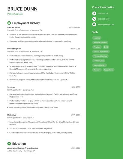 Police Captain Resume