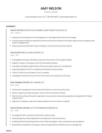Police Captain Resume