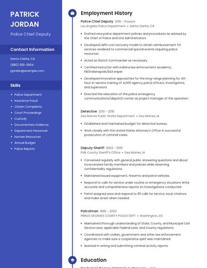 Police Chief Deputy Resume