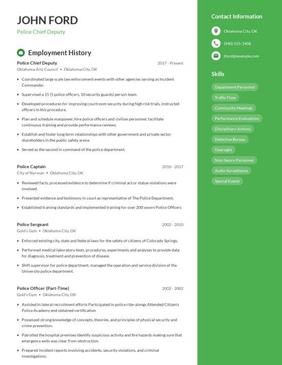 Police Chief Deputy Resume