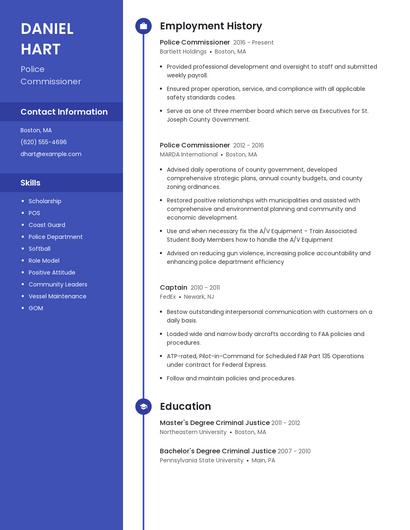 Police Commissioner Resume