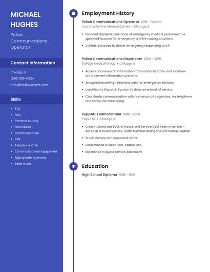 Police Communications Operator Resume