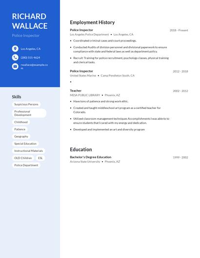 Police Inspector Resume