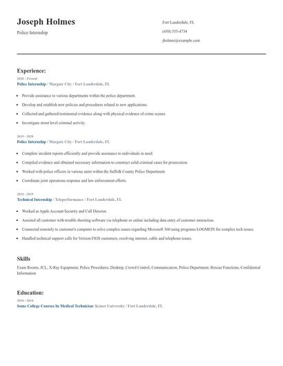 Police Internship Resume