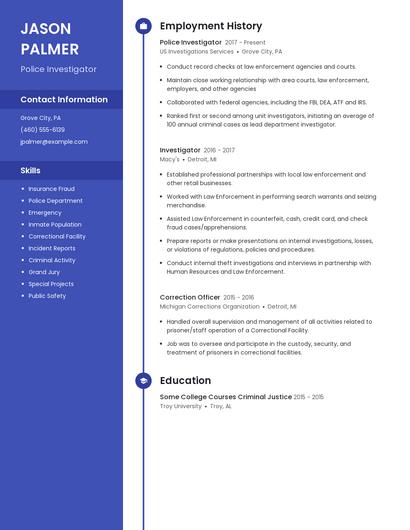 Police Investigator Resume