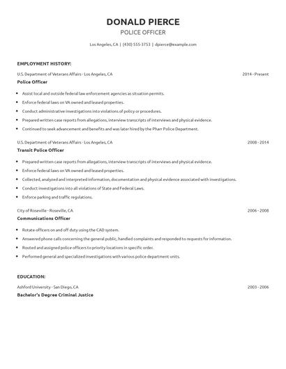 Police Officer Resume