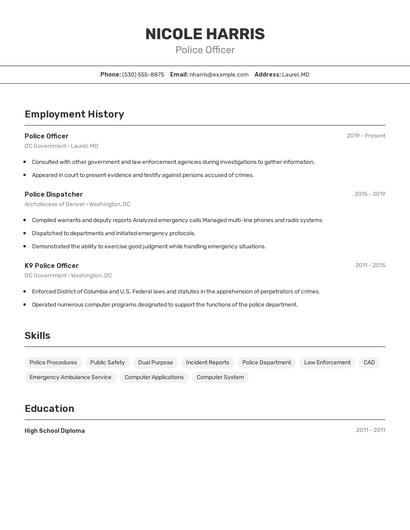 Police Officer Resume