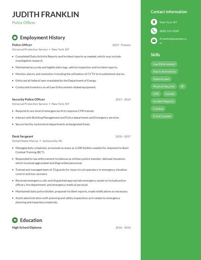 Police Officer Resume