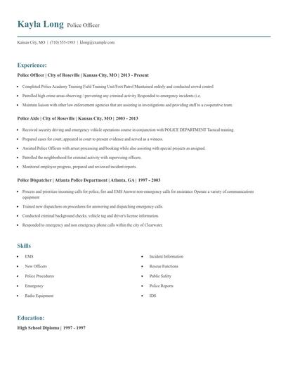 Police Officer Resume
