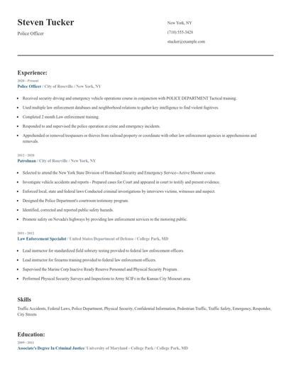 Police Officer Resume